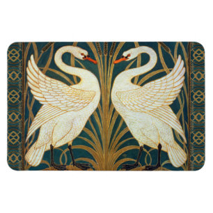 Walter Crane Swan, Rush en Iris Art Nouveau Magneet