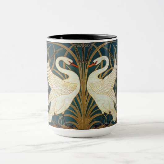 Walter Crane Swan, Rush en Iris Art Nouveau Mok (Midden)