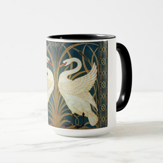 Walter Crane Swan, Rush en Iris Art Nouveau Mok (Voorkant rechts)