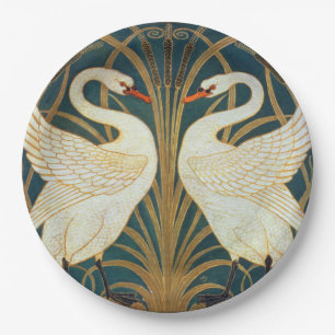 Walter Crane Swan, Rush en Iris Art Nouveau Papieren Bordje