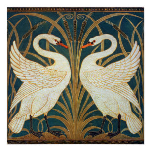 Walter Crane Swan, Rush en Iris Art Nouveau Perfect Poster