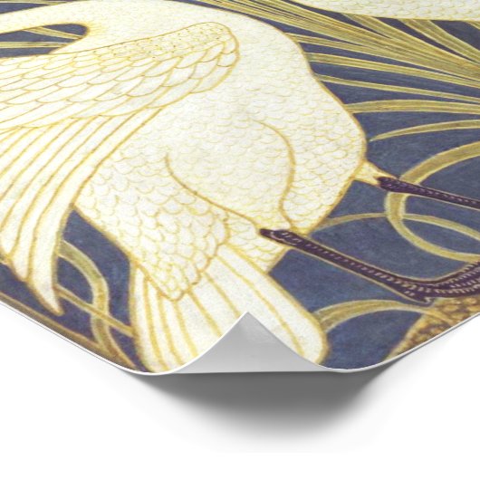 Walter Crane Swan, Rush en Iris Art Nouveau Poster (Hoek)
