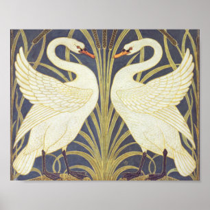 Walter Crane Swan, Rush en Iris Art Nouveau Poster