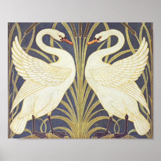 Walter Crane Swan, Rush en Iris Art Nouveau Poster (Voorkant)
