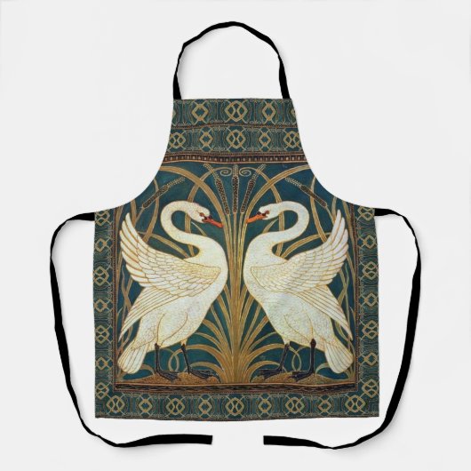 Walter Crane Swan, Rush en Iris Art Nouveau Schort (Voorkant)