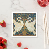 Walter Crane Swan, Rush en Iris Art Nouveau Servet (Insitu)