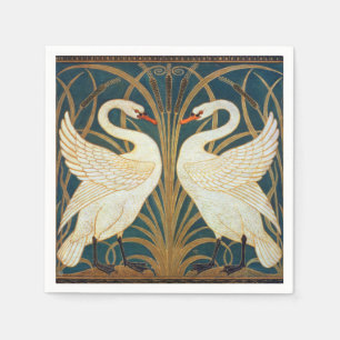 Walter Crane Swan, Rush en Iris Art Nouveau Servet