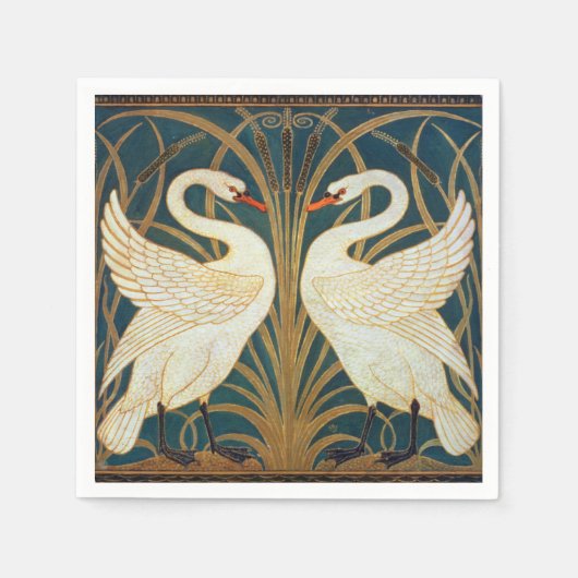 Walter Crane Swan, Rush en Iris Art Nouveau Servet (Voorkant)