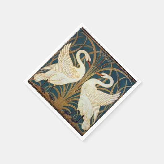 Walter Crane Swan, Rush en Iris Art Nouveau Servet (Hoek)