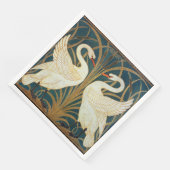 Walter Crane Swan, Rush en Iris Art Nouveau Servetten (Hoek)