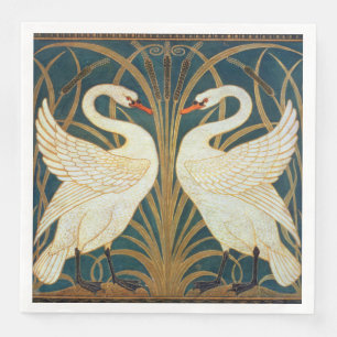Walter Crane Swan, Rush en Iris Art Nouveau Servetten