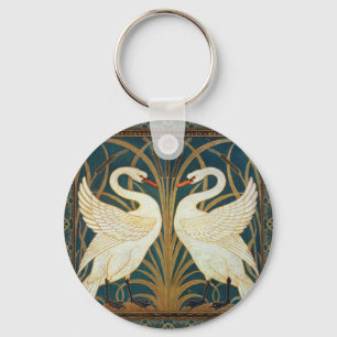 Walter Crane Swan, Rush en Iris Art Nouveau Sleutelhanger