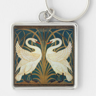 Walter Crane Swan, Rush en Iris Art Nouveau Sleutelhanger