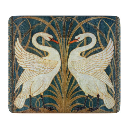 Walter Crane Swan, Rush en Iris Art Nouveau Snijplank (Voorkant)