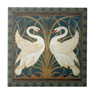 Walter Crane Swan, Rush en Iris Art Nouveau Tegeltje