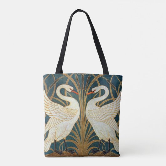 Walter Crane Swan, Rush en Iris Art Nouveau Tote Bag (Achterkant)