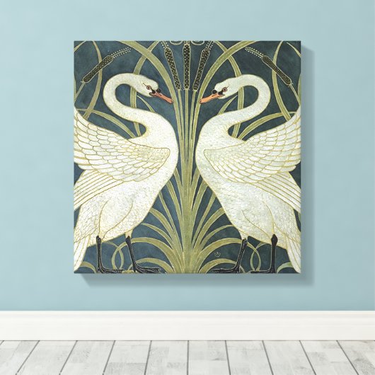 Walter Crane Swan Rush en Iris Canvas Afdruk (Insitu (Houten vloer))