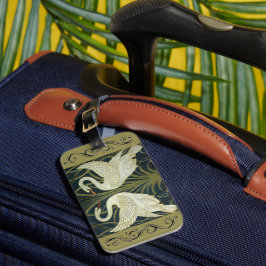 Walter Crane Swan & Rush en Iris Victoriaans Bagagelabel