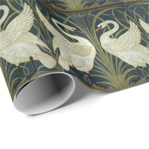 Walter Crane Swan & Rush en Iris Victoriaans Cadeaupapier