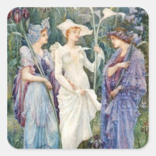 Walter Crane: Tekenen van de lente Vierkante Sticker