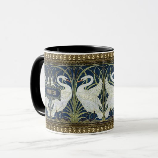 Walter Crane Two Swans Art  Decor Mok (Voorkant links)