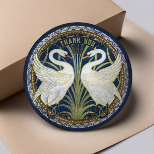 Walter Crane Two Swans Art  Decor Ronde Sticker