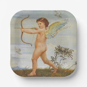 Walter Crane Vintage Cupid met Boog Kunst Papieren Bordje