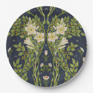 Walter Crane Vintage Navy Wit Leliepatroon Papieren Bordje