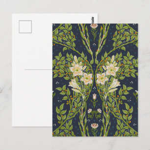 Walter Crane Vintage Navy Wit Lily Patroon Briefkaart