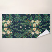 Walter Crane White Lily-Blue Back Botanical Badhanddoek (Badhanddoek)