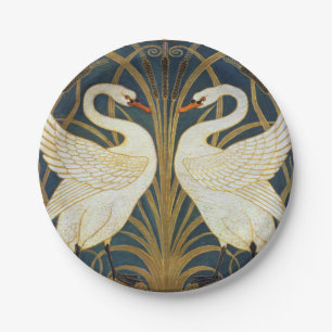 Walter Crane - Zwaan, Rush en Iris Art Nouveau Papieren Bordje