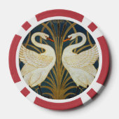 Walter Crane - Zwaan, Rush en Iris Art Nouveau Poker Chips (Achterkant)