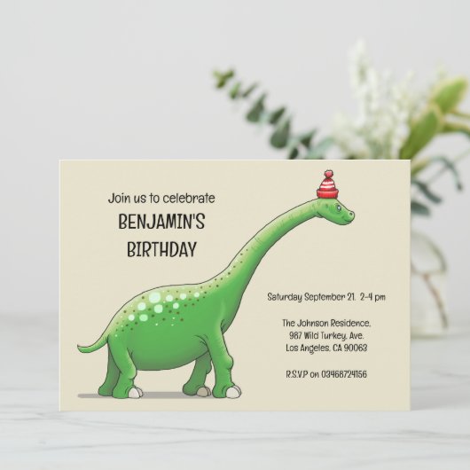 Walter le Dinosaur Invitation d'anniversaire (Debout devant)