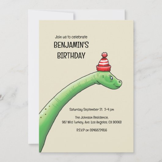 Walter le Dinosaur Invitation d'anniversaire (Devant)