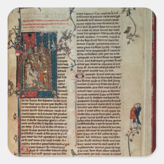 Walter Map neemt een verhaal over de avonturen. Vierkante Sticker (Voorkant)