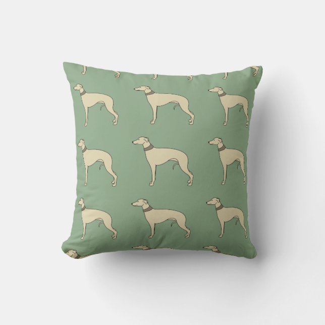 Walter the Whippet Cushion Pillow Kussen (Voorkant)