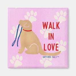 Walthe in Love Golden Retriever Dog Pink Magnet Magneet