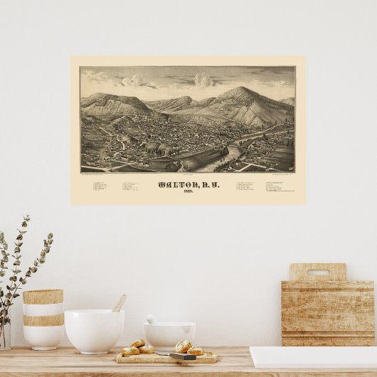 Walton, NY Panoramic Map - 1887 Poster (Keuken)