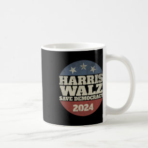 Waltz 2024 Save Democracy Shirt Retro Button Verko Koffiemok