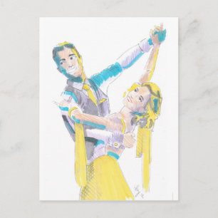 Waltz Ballroom Dansers Tekening Briefkaart