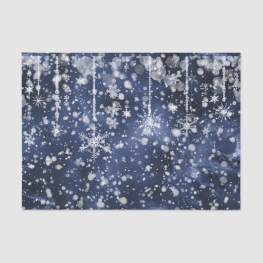 Waltz van de Snowflakes Deep Blue Snow Tissuepapier (Voorkant)
