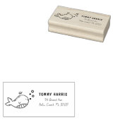 Walvis | Aangepaste naam kind & retouradres  Rubberstempel (Gestempeld)