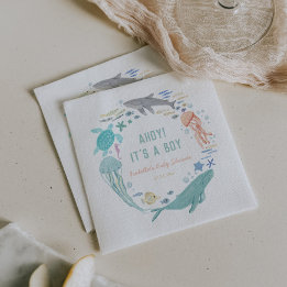 Walvis Ahoy Het is een jongen Baby shower Servet