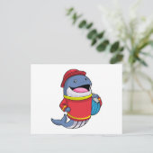 Walvis als brandweerman met slang briefkaart (Staand voorkant)