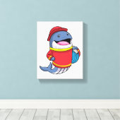 Walvis als brandweerschip met slang canvas afdruk (Insitu (Houten vloer))