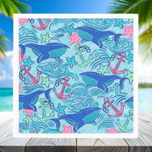Walvis Anker Zeester Kust / Preppy Maritiem Servet