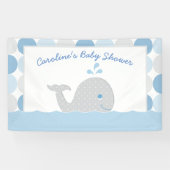 Walvis Baby Jongen Douche Banner in Blauw en Grijs (Horizontaal)