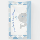 Walvis Baby Jongen Douche Banner in Blauw en Grijs (Verticaal)