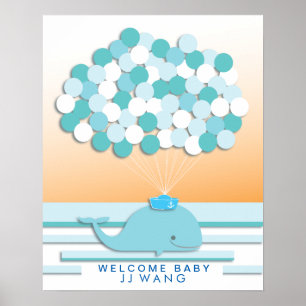 Walvis Baby shower gast boek Print