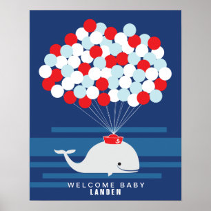 Walvis Baby shower gast boek Print